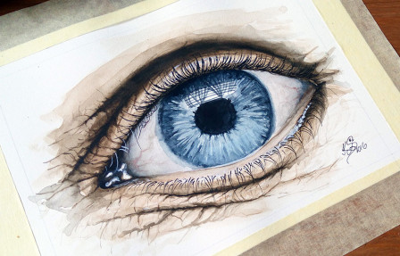 Akvarelový obraz "Oko" - Kateřina Stanislava Dvořáková