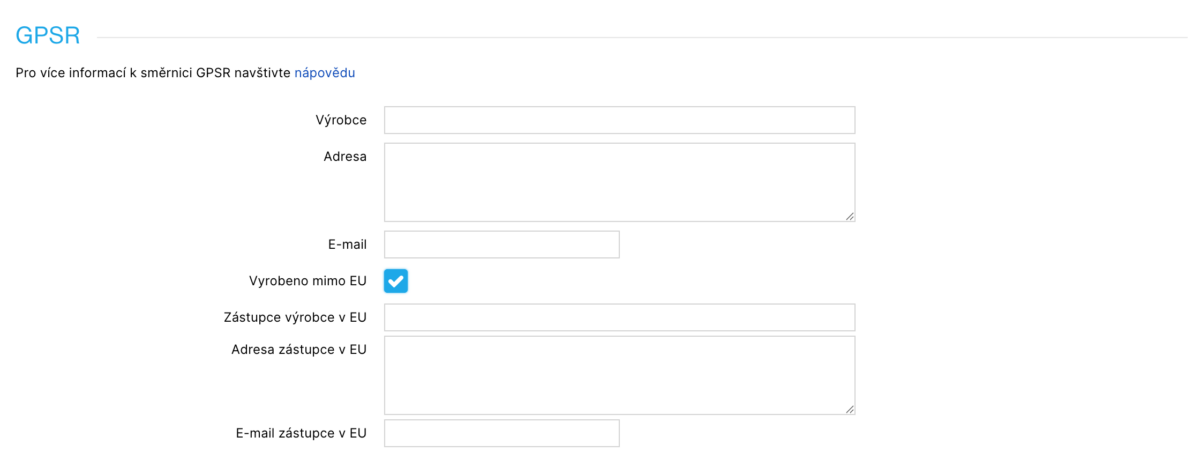 GPSR e-shop na Shoptetu a výrobce