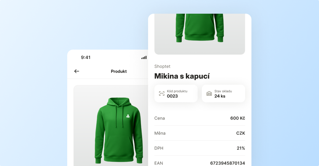 Display mobilního telefonu, ukázka produktu Mikina s kapucí