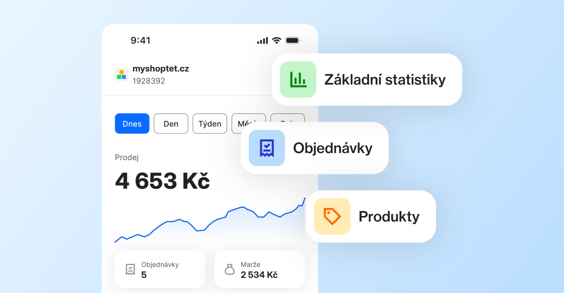 Display mobilního telefonu, ukázka z aplikace se základními statistikami