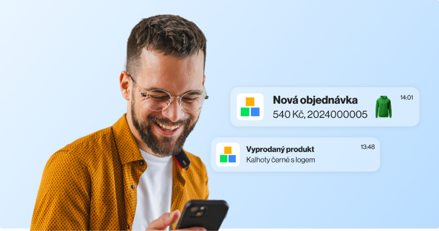 Ukázka notifikací Nová objednávka, Vyprodaný produkt