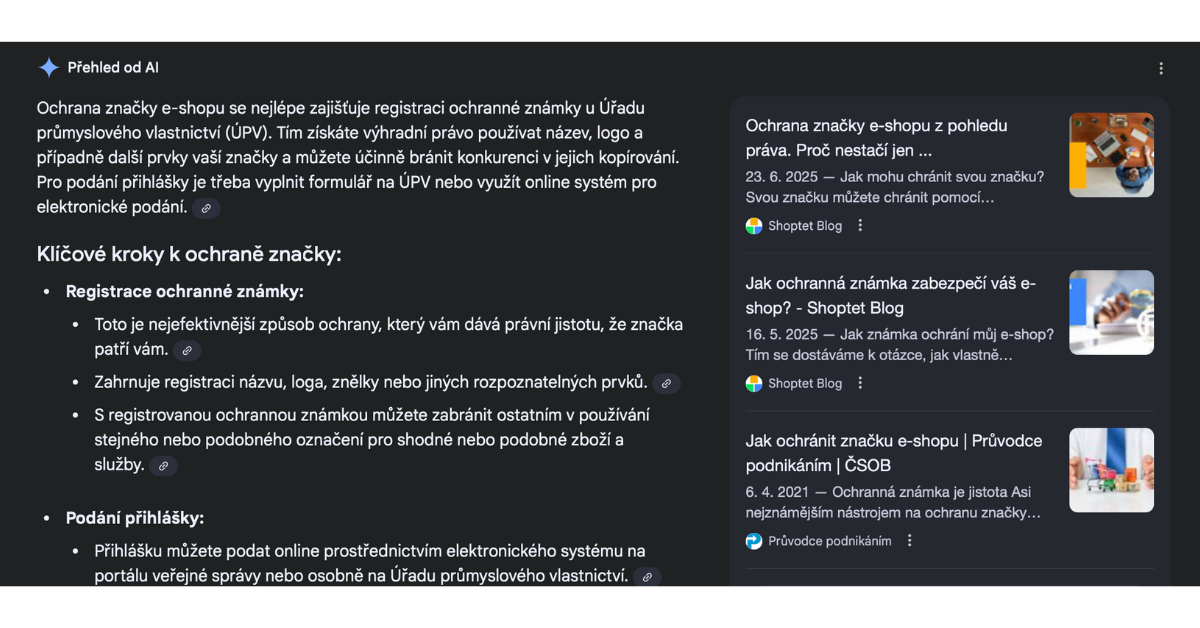 Ukázka Přehledu od AI