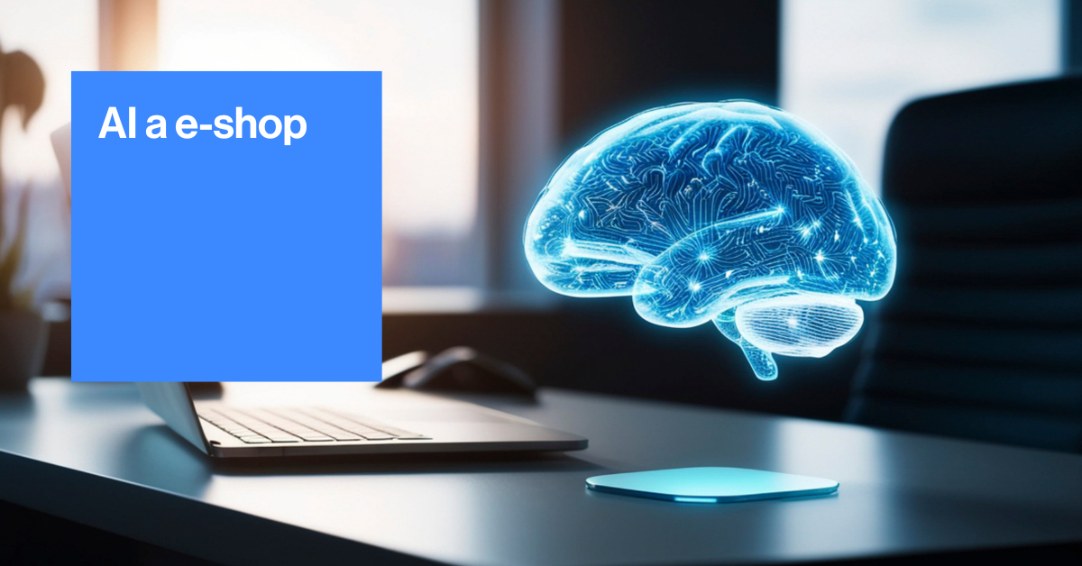 Úvodní obrázek mozek a počítač, AI a e-shop