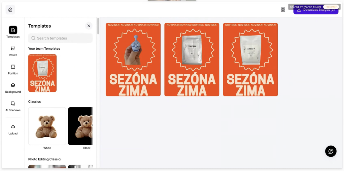 Photoroom a práce s šablonami