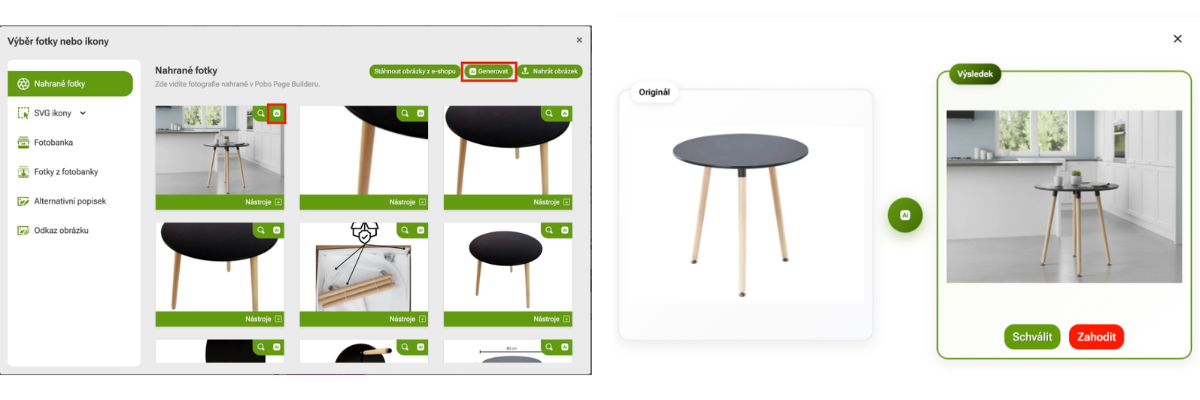 Generování produktové stránky e-shopu v Pobo Page Builder 
