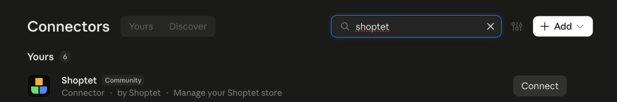 Shoptet MCP connector ukázka